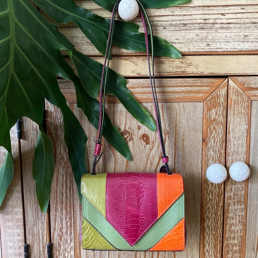 Ostrich LEATHER Crossbody Shoulder Bag Purse